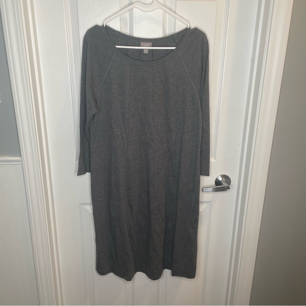 J. Jill Round Neck A-Line Cotton/Modal Blend Knit Dress in Gray M